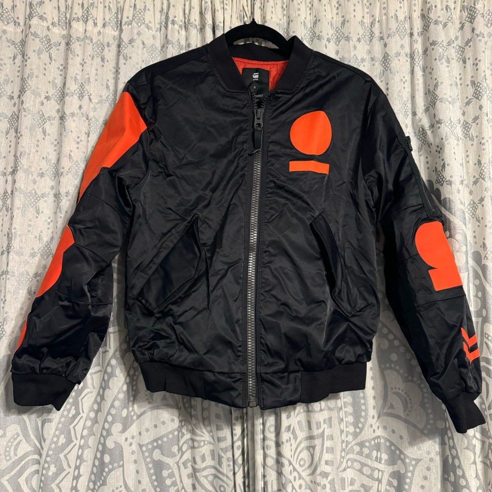 G Star Raw Womens Black and Orange Bomber Jacket Brand New Size Small